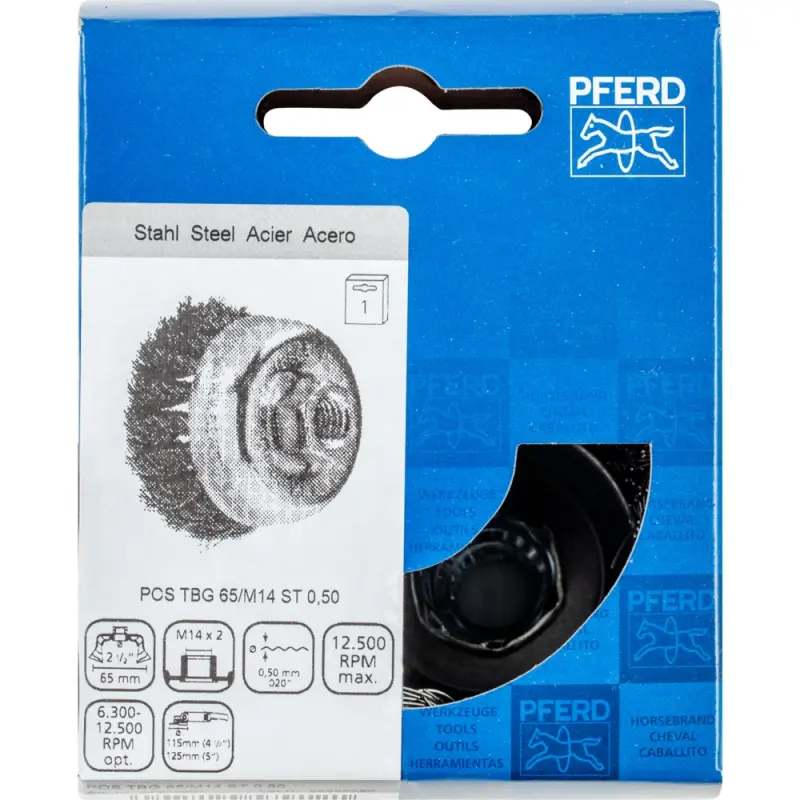 Hrncový kartáč Pferd POS TBG 65/M14 ST 0,50 - splétaný se závitem (PF4007220579121)