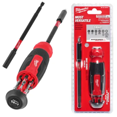 Šroubovák s úložištěm bitů Milwaukee, Shockwave Multi-bit 14v1 (HEX, PH, PZ, SL a Torx) - Sada 14 dílů (MI4932498174)