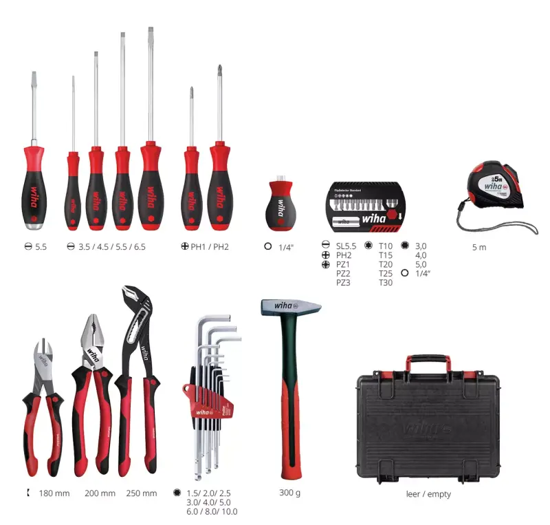 WIHA 9300-71403 Kufr s nářadím Basic Set L pro mechaniky (Sada 38 dílů) (WIHA45531)