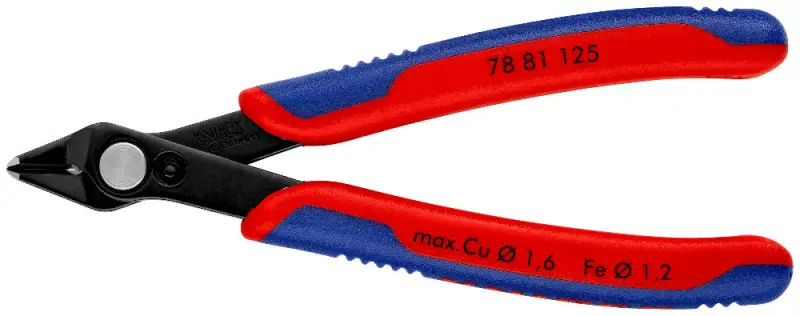 Boční štípací kleště Knipex 78 81 125 SB - Electronic Super-Knips, tvrdé dráty (K 78 81 125 SB)