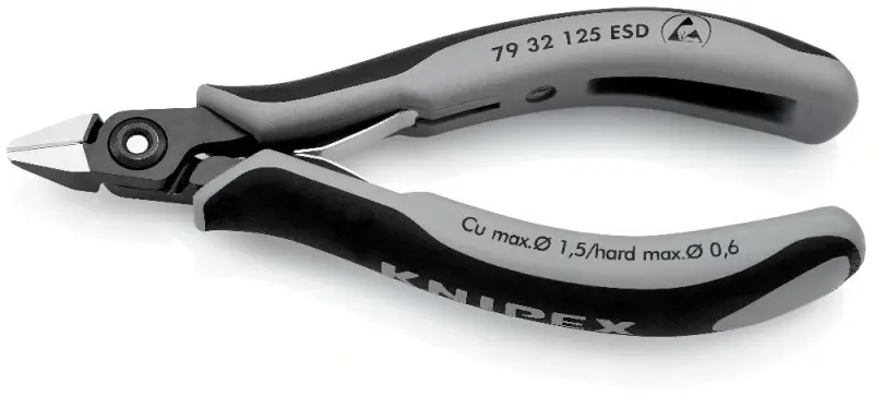 Přesné boční štípací kleště pro elektroniku 125 mm KNIPEX 79 22 125 ESD - leštěná hlava, vícesložkové návleky (K 79 22 125 ESD)