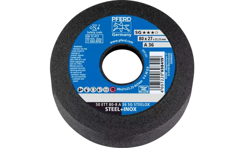 Hrncový brusný kotouč Pferd 50 ETT 80-8 A 36 SG STEELOX (PF4007220698419)