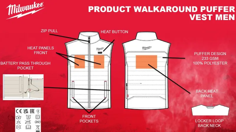 Aku vyhřívané tričko Milwaukee Workskin L4 HBLB-301XXL (XXL) černé, 1x Aku L4 B3 + nabíječka L4 USBPS, 4933478085 (MI4933478085)