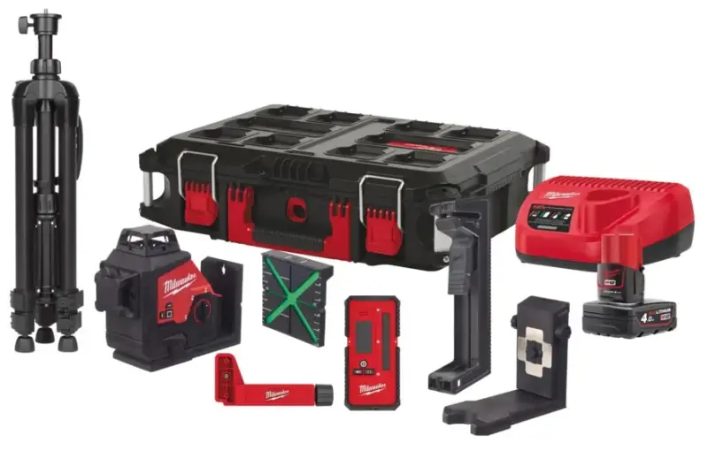 Kompaktní laser 360° Milwaukee M12 3PLKIT-401C se zeleným paprskem (4,0 Ah) (MI4933478960)