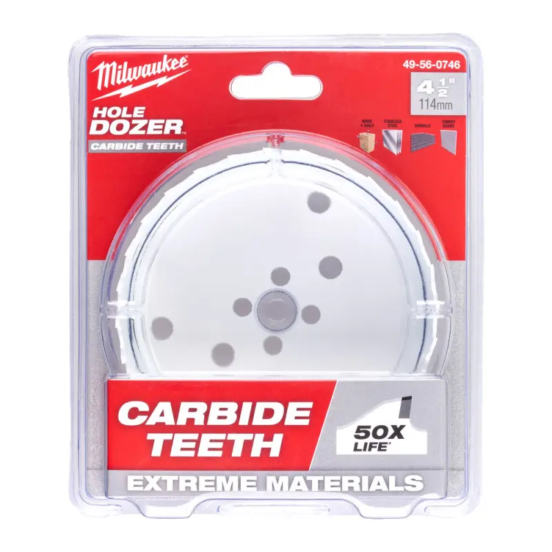 Kruhová pilka/děrovka Milwaukee 114 mm TCT Hole Dozer Holesaw 114MM, karbidové zuby, 49560746