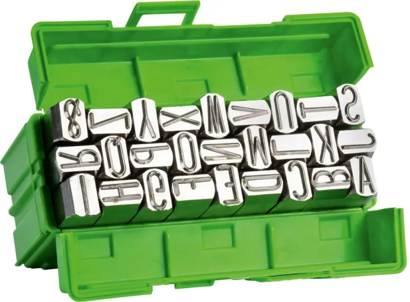 Sada raznice s písmeny po niklování, výška písma 2m m TURNUS