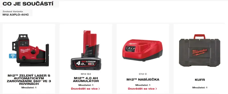 Aku zelený laser Milwaukee M12 A3PLO-401C, ONE-KEY, 360° 3 roviny, aku M12 B4 + C12 C + kufr, 4933499002