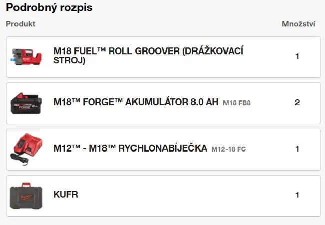 Aku drážkovač trubek Milwaukee M18 FRGRO114-802C Roll groover, 2x aku M18 FB8 + M12-18 FC + kufr, 4933479789