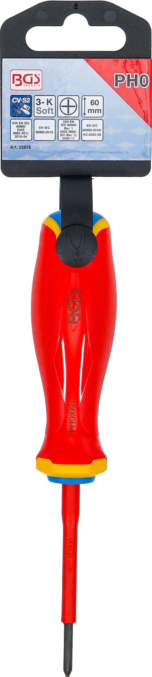 Šroubovák VDE BGS 35858  extra tenký hrot. Křížový PH0 (BGS1035858)