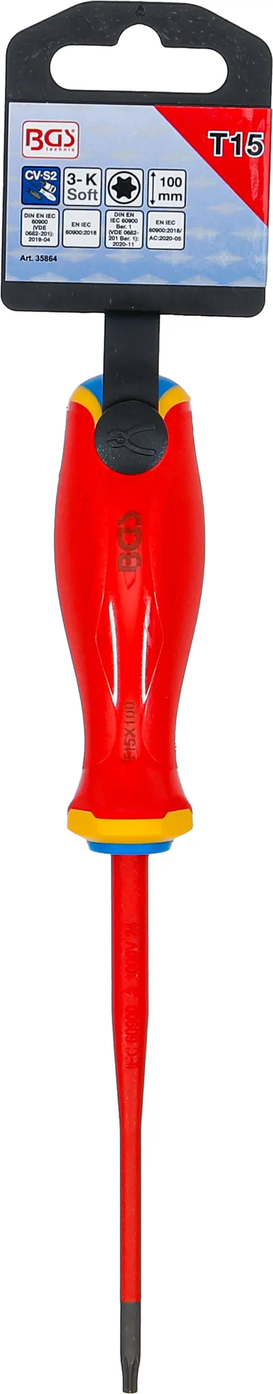 Šroubovák VDE BGS 35864  extra tenký hrot T-Star (pro Torx) T15 (BGS1035864)