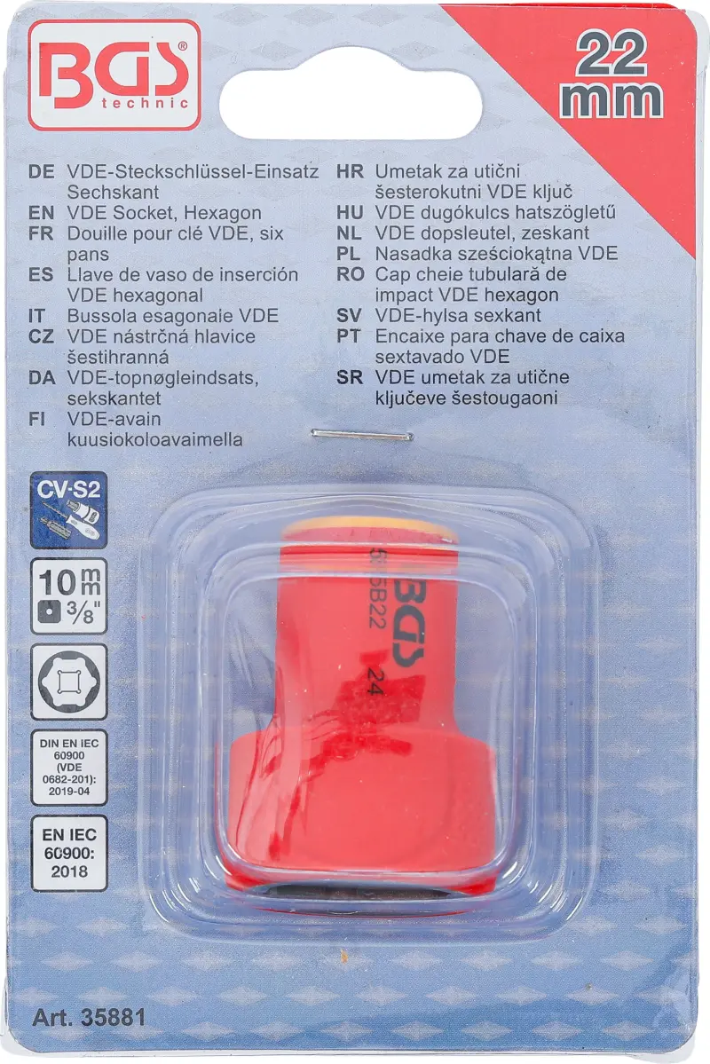 Nástrčná hlavice 3/8" 22 mm BGS 35881 VDE (BGS1035881)