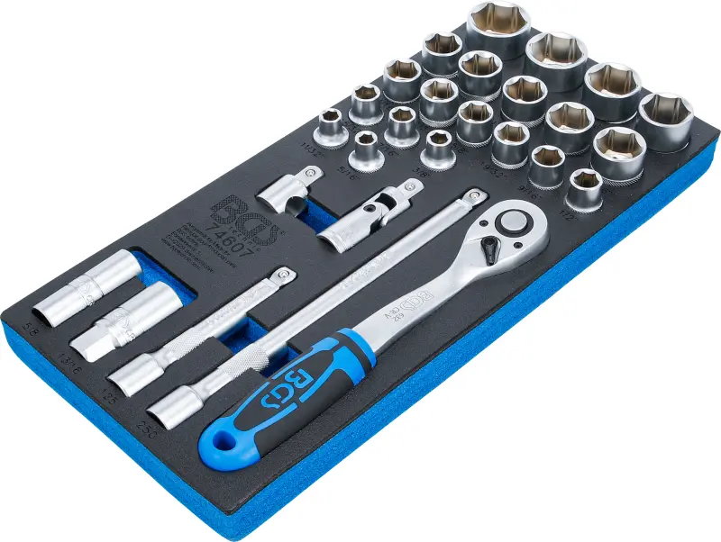 Vložka do díl.voz. 1/3: BGS 74607  Gola sada 1/2" 5/16 ÷ 1 1/4", palcové (Sada 27 ks