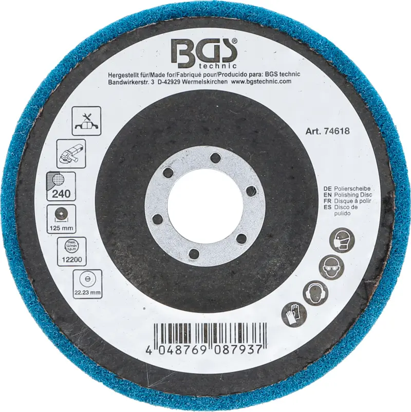 Brusný kotouč - lešticí pr. 125 mm BGS 74618  oxid hlinitý, zrnitost 240 (BGS1074618)