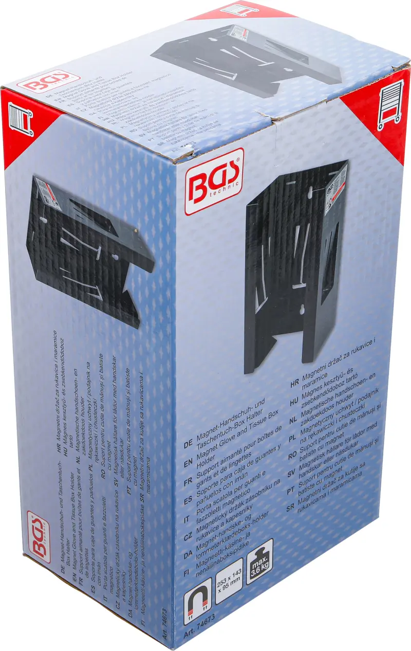 Magnetický držák BGS 74673 pro zásobník na rukavice a kapesníky 253 x 143 x 95 mm (BGS1074673)