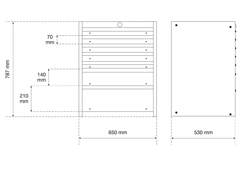 Spodní skříňka se 7 zásuvkami, prázdná