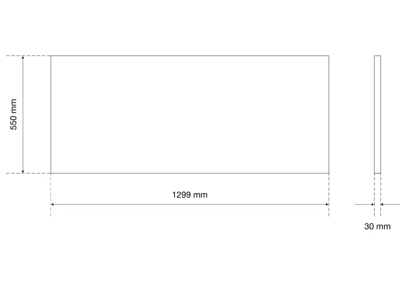 Pracovní deska z masivního dřeva 1950 x 550 x 30 mm