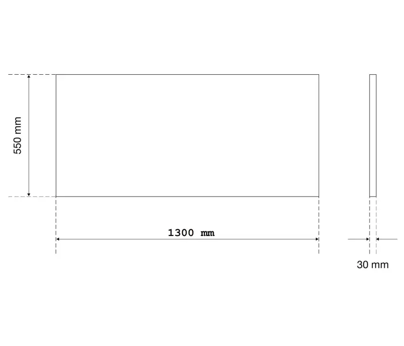 Pracovní deska z masivního dřeva 1300 x 550 x 30 mm
