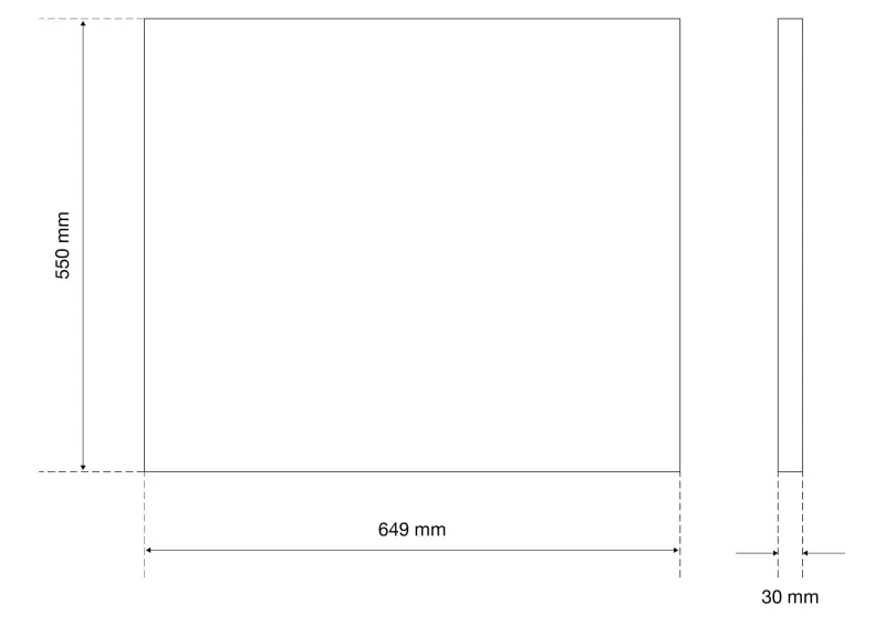 Pracovní deska z masivního dřeva 650 x 550 x 30 mm