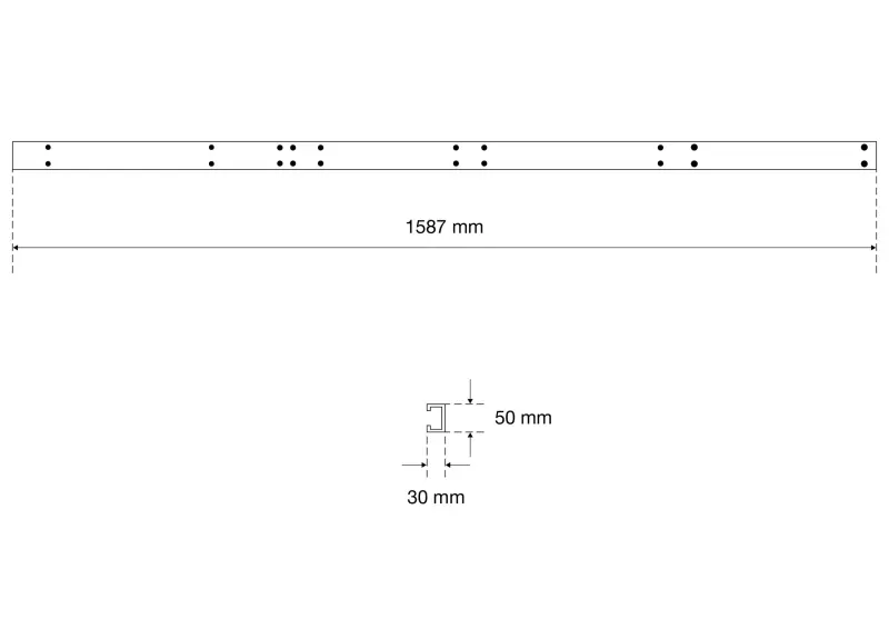 Montážní lišta pro nástěnné skříňky a perforované desky na nářadí