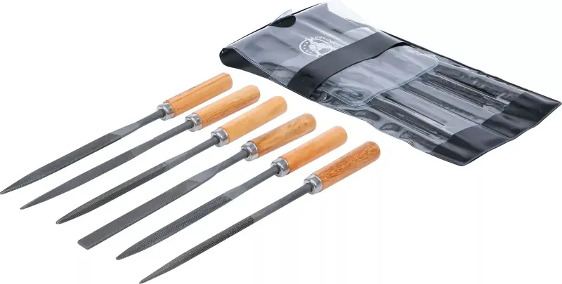 Klíčové pilníky Kraftmann 100 mm s dřevěnou násadou BGS 50201 (Sada 6 dílů) (BGS1050201), BGS1050201