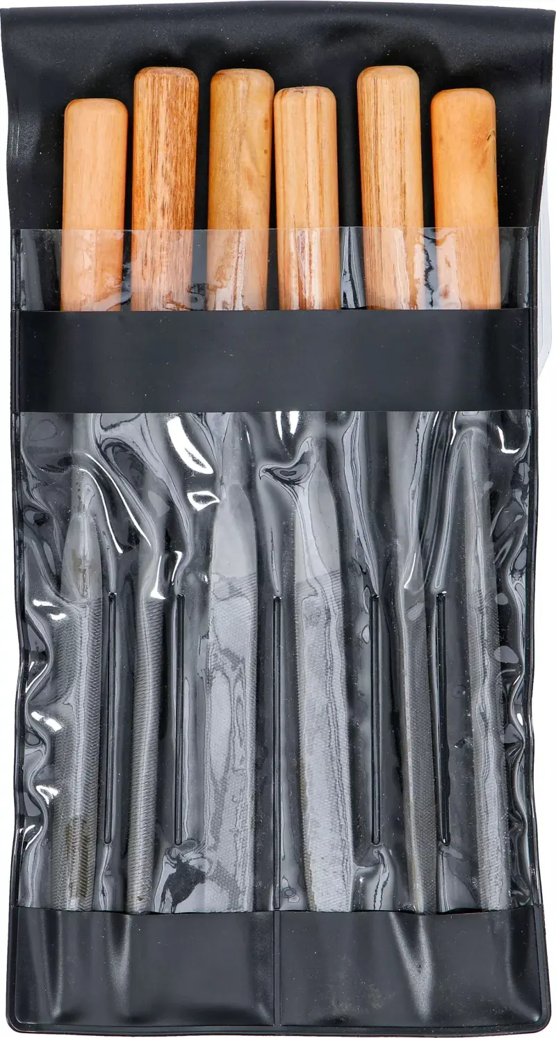 Klíčové pilníky Kraftmann 100 mm s dřevěnou násadou BGS 50201 (Sada 6 dílů) (BGS1050201), BGS1050201