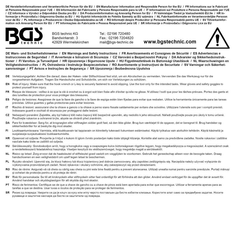 Kloubový hákový klíč 80 ÷ 120 mm BGS 73230 s nosem (BGS1073230), BGS1073230