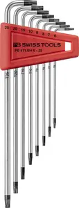 Zástrčné klíče T6-T25 s otvorem v plastovém držáku - 8 ks. PB Swiss Tools PB 411.BH 6-25 (EDE59030900)