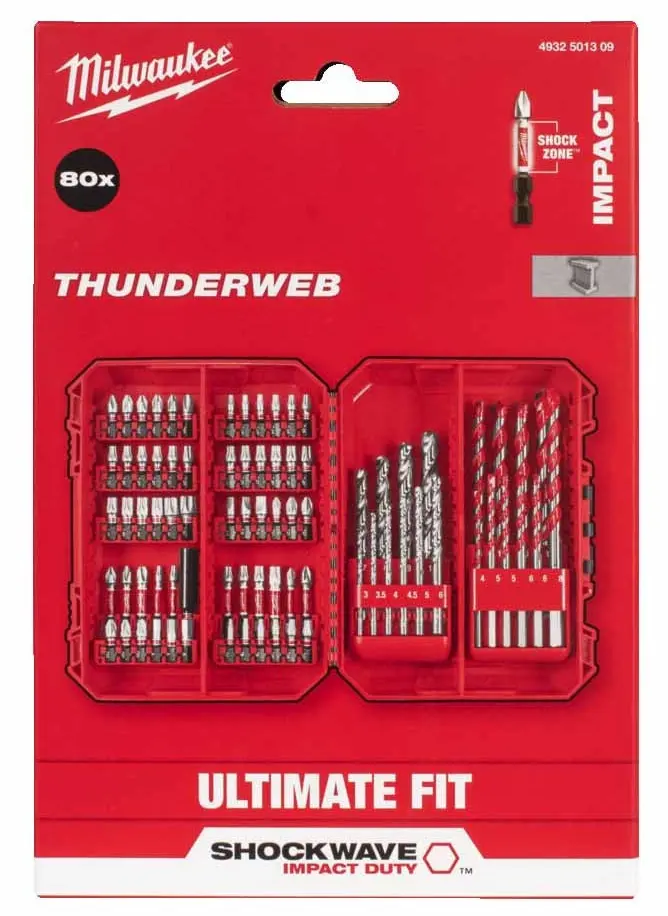 Sada Milwaukee SHOCKWAVE IMPACT DUTY BIT SET (80 kusů), bity a vrtáky, 4932501309