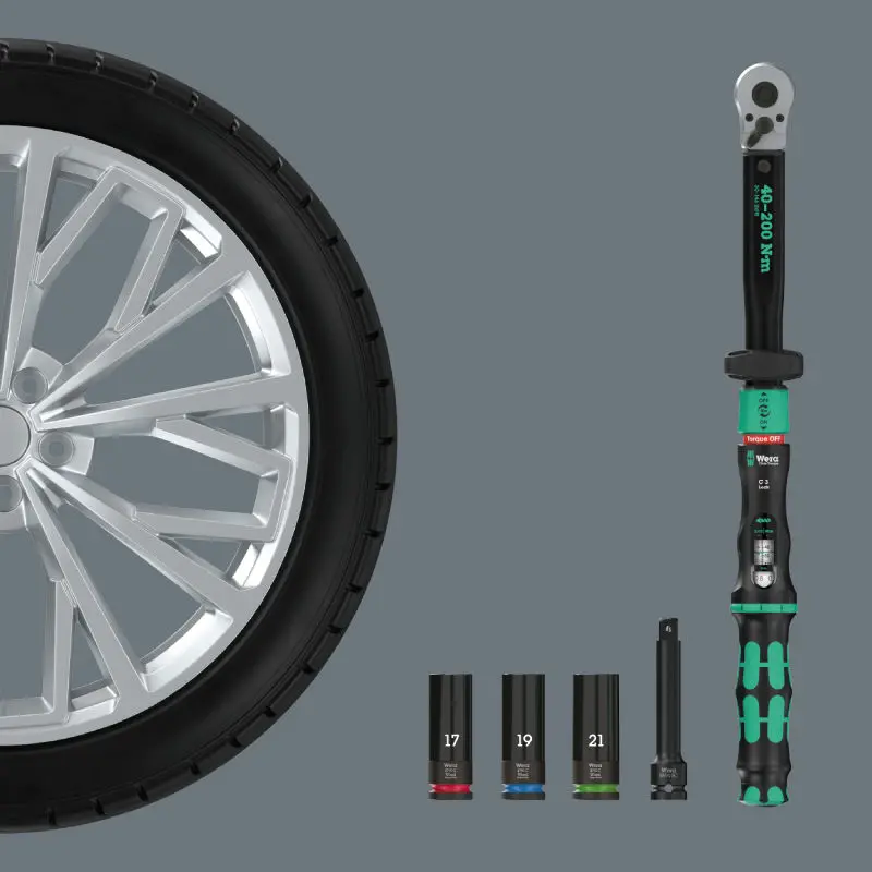 Wera 075790 Nářadí s momentovou ráčnou (40-200 Nm) pro výměnu kola automobilů Click-Torque Lock C 3 1 - 6 ks (W05075790001)