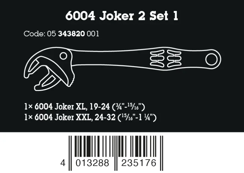 Wera 343820 Samonastavitelné otevřené klíče s ráčnou (19 ÷32 mm nebo 3/4"-1 1/4") 6004 Joker - 2 ks (W05343820001)