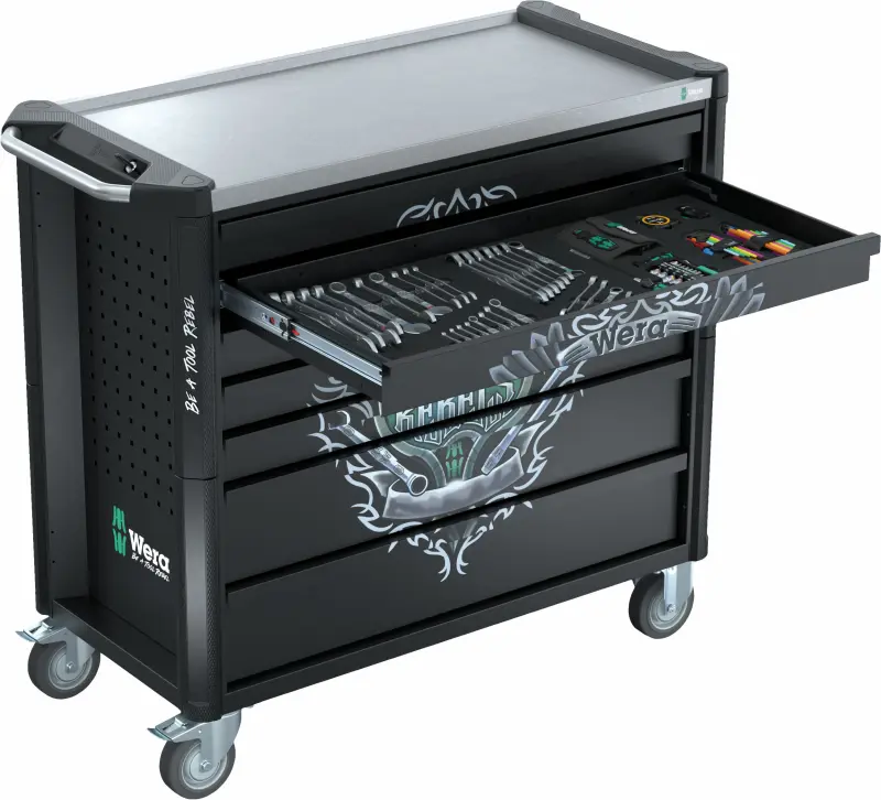 Wera 150132 Pojízdný dílenský vozík 9702 (7 zásuvek) Tool Rebel Nerez XXL 2 - 202 ks nářadí (W05150132001), W05150132001