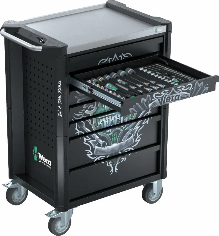 Wera 150135 Pojízdný dílenský vozík 9705 (7 zásuvek) Tool Rebel Nerez 1 - 177 ks nářadí (W05150135001), W05150135001