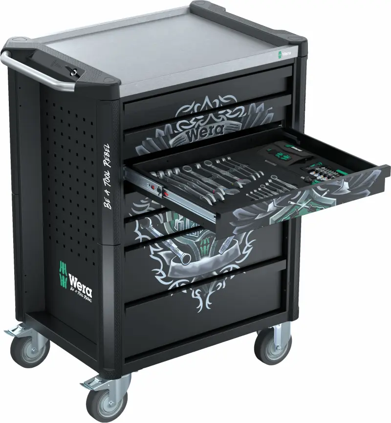 Wera 150136 Pojízdný dílenský vozík 9706 (7 zásuvek) Tool Rebel Nerez 2 - 191 ks nářadí (W05150136001), W05150136001