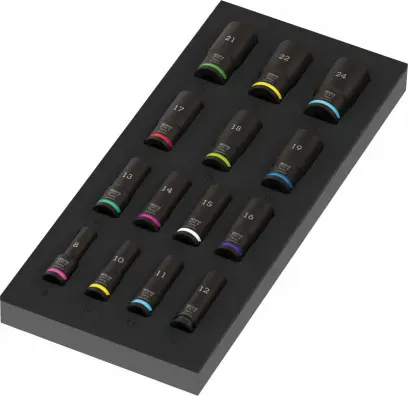 Wera 150118 Pěnová vložka 9728 s nástrčnými hlavicemi 3/8" 8790 B Impactor Deep Set 1 - 11 ks  (W05150118001), W05150118001