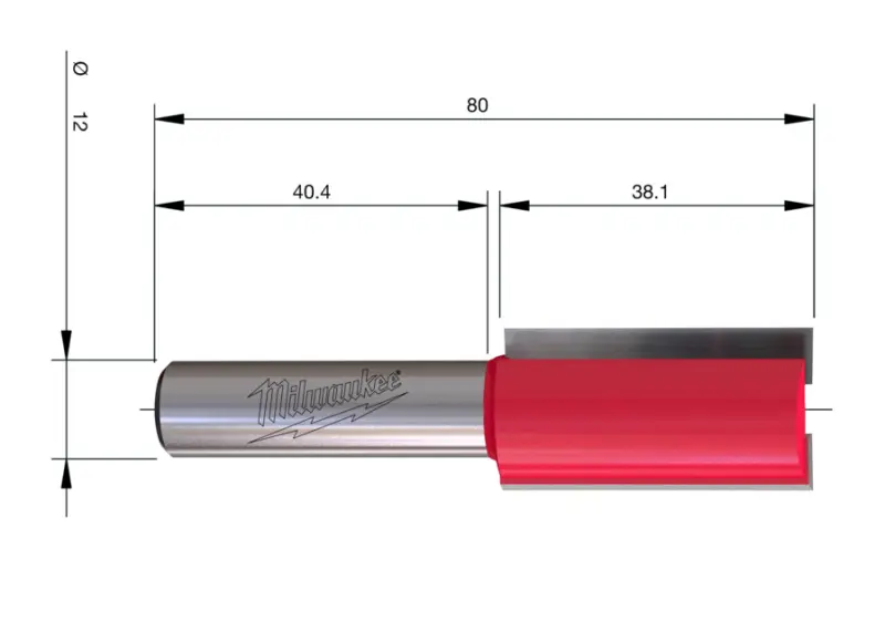 Rovná frézka průměr 22mm Milwaukee RTR B. S12 Straight 2C 22/80MM, 1ks, 4932500907