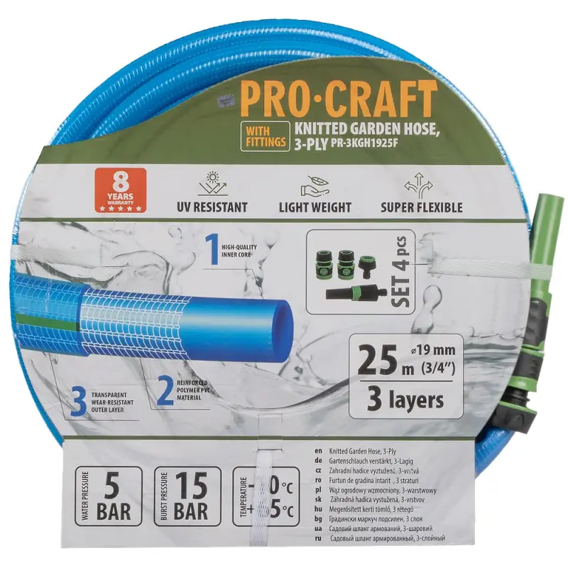 Modrá zahradní hadice Procraft PR-3KGH1925F | PR-3KGH1925F