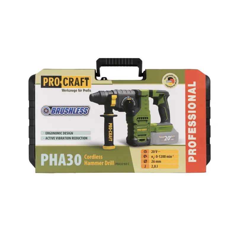 Aku vrtací kladivo Procraft PHA30bb (bez baterie a nabíječky v kufru) SDS Plus | PHA30-bb-с