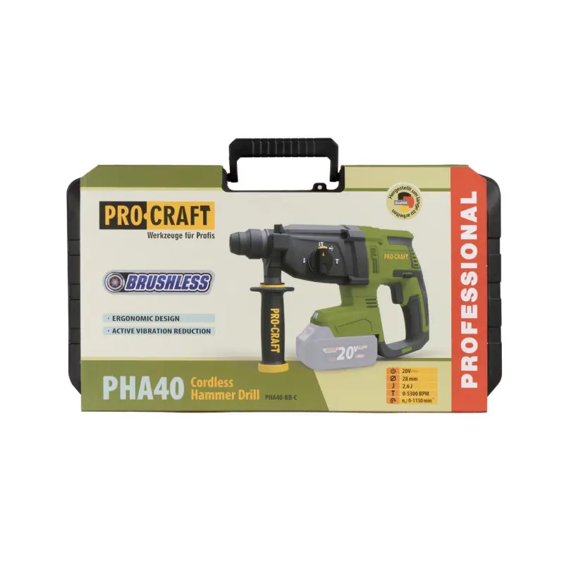 Aku vrtací kladivo Procraft PHA40bb-c (bez baterie a nabíječky v kufru) SDS Plus | PHA40-bb-с