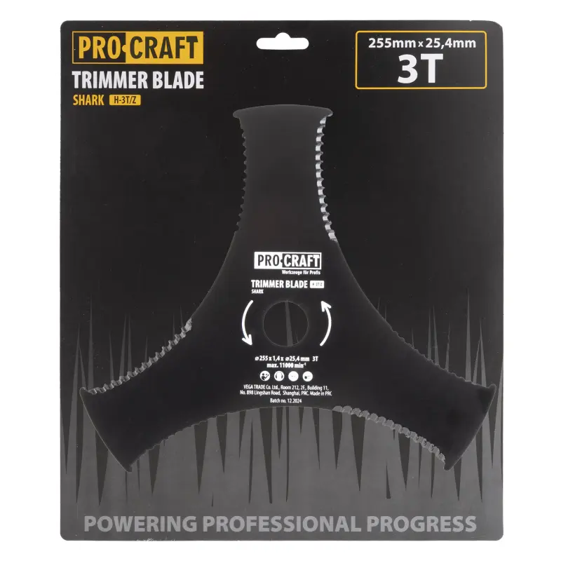 Nůž křovinořezu (D255*25.4) 3T vroubkovaný PROCRAFT | H-3T/Z