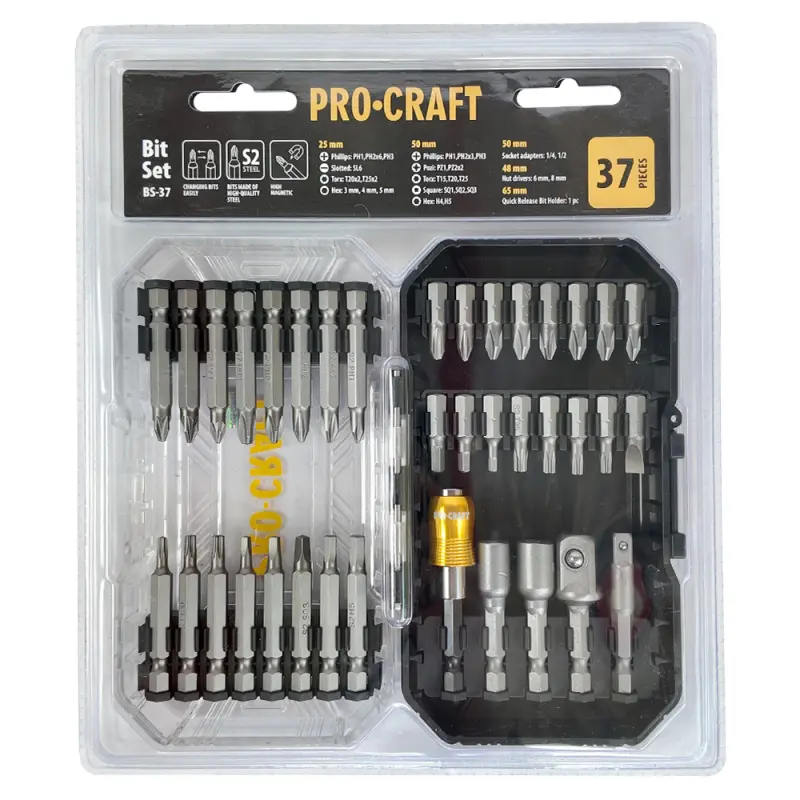 Aku vrtací šroubovák Procraft PA18LiH se sadou bitů BS-37 | SPA18LiH-1B-C/BS-37