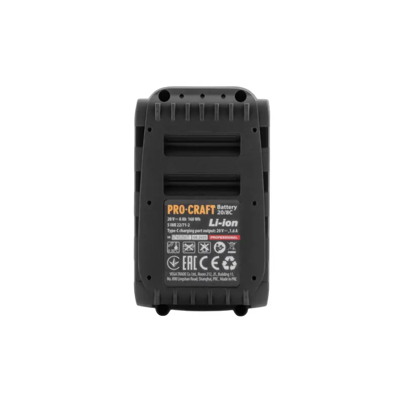 Baterie akumulátorová 20V Li-ion, 8000mAh USB Type C Procraft 20/8C | 20/8C