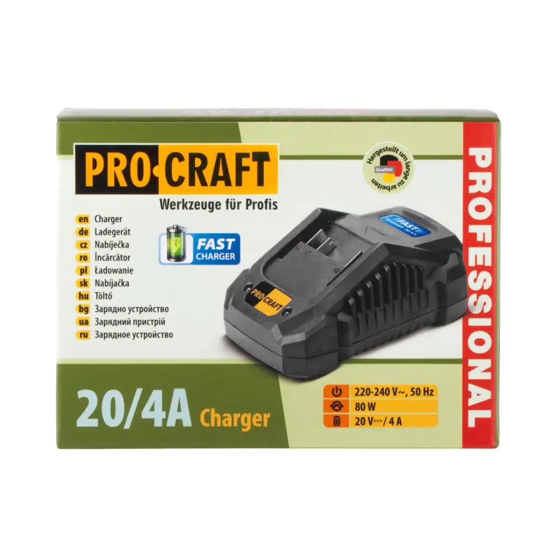 Nabíječka pro 20V Li-ion baterie Procraft 20/4А Fast Charge | 20/4A