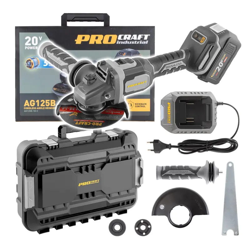 Aku úhlová bruska Procraft AG125B-1B-C, 125 mm (PRCAG125B-1B-C)