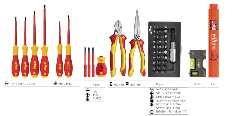 Wiha 47312 Kufr s nářadím pro elektrikáře Basic L electric. Typ 9300 (Sada 46 dílů) (WIHA47312)