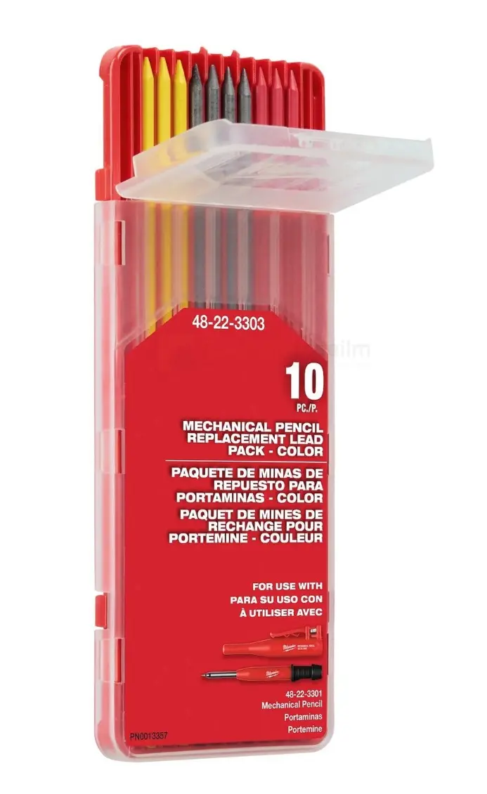 Barevné tuhy Milwaukee do tesařské tužky, 10 ks, tvrdost 2B, průměr 2,8 mm, 4932501902