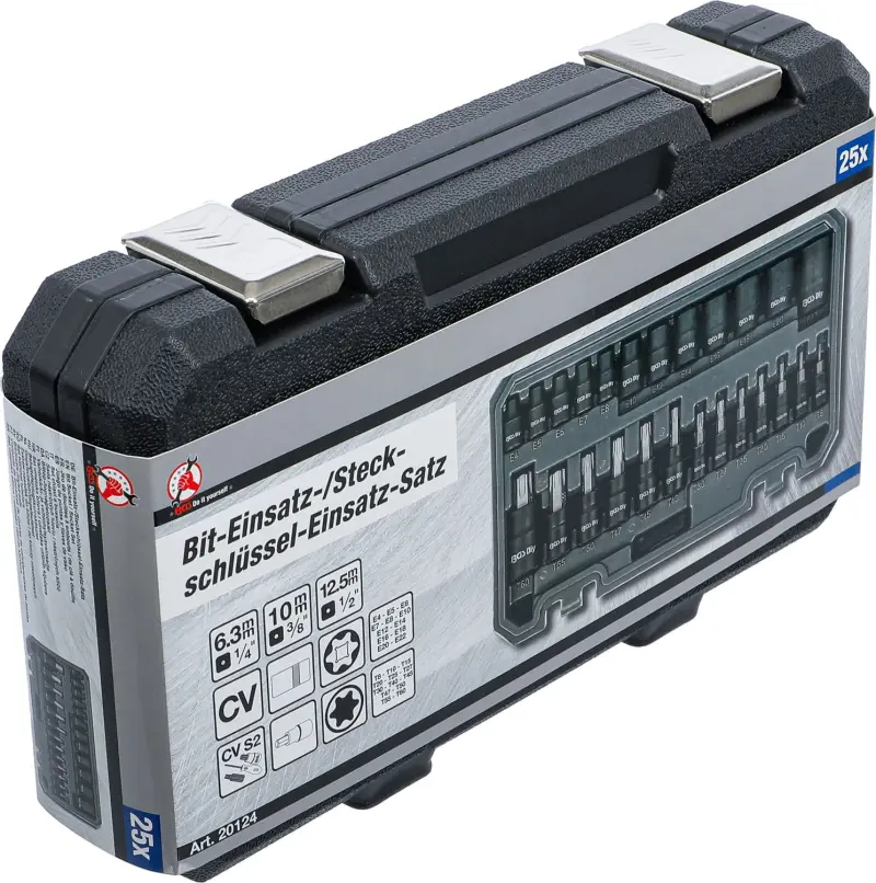 Kraftmann 20124 Nástrčné hlavice 1/4", 3/8", 1/2" - E-profil / T-profil