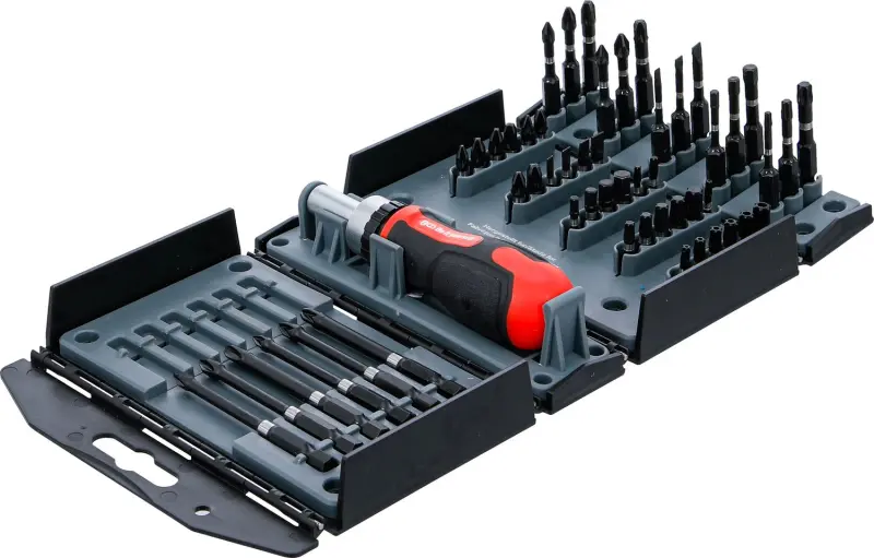 Kraftmann 90106 Torzní bity s přepínací ráčnovou rukojetí 1/4" - 52 dílů