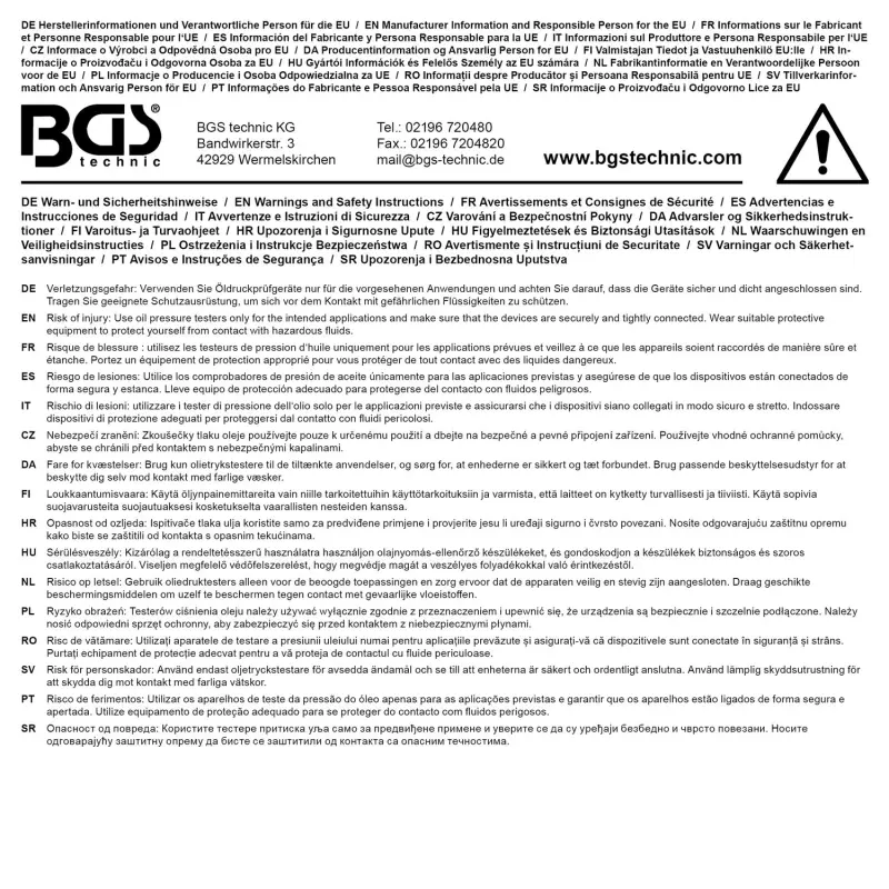 BGS 63410 Digitální měřič tlaku a komprese