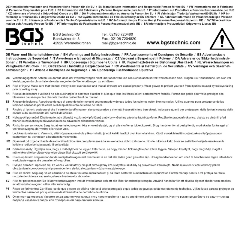 BGS 6067 Dílenský vozík - 7 zásuvek. 286 dílů