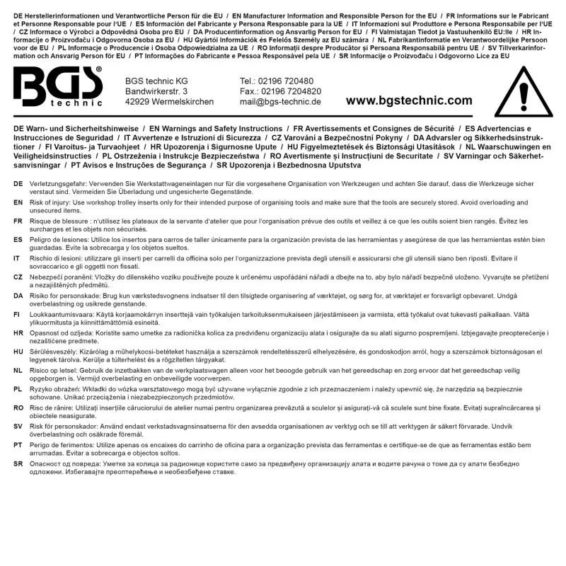 BGS 4799 Vložka do dílenského vozíku 3/3: Gola sada - 64 dílů